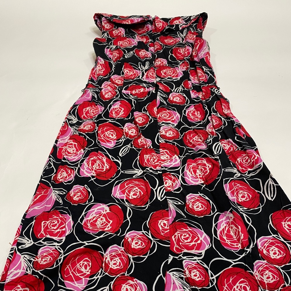 Red black floral dress